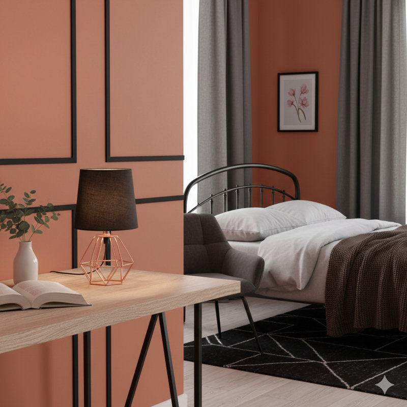 Lampe de table en cuivre 11,25 po «Wesley Geometric», cuivre
