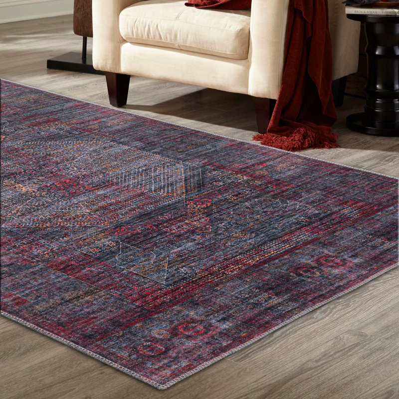 Tapis Hazelip - rouge et noir, Rectangle 10 pi 6 po x 13 pi