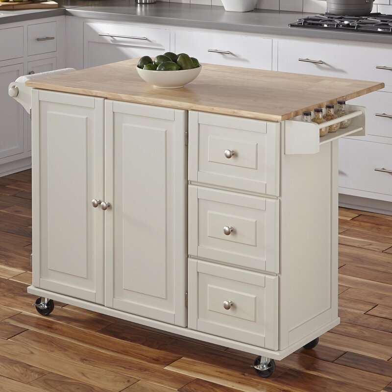 Red Barrel Studio® Kuhnhenn Solid Wood Kitchen Cart & Reviews | Wayfair