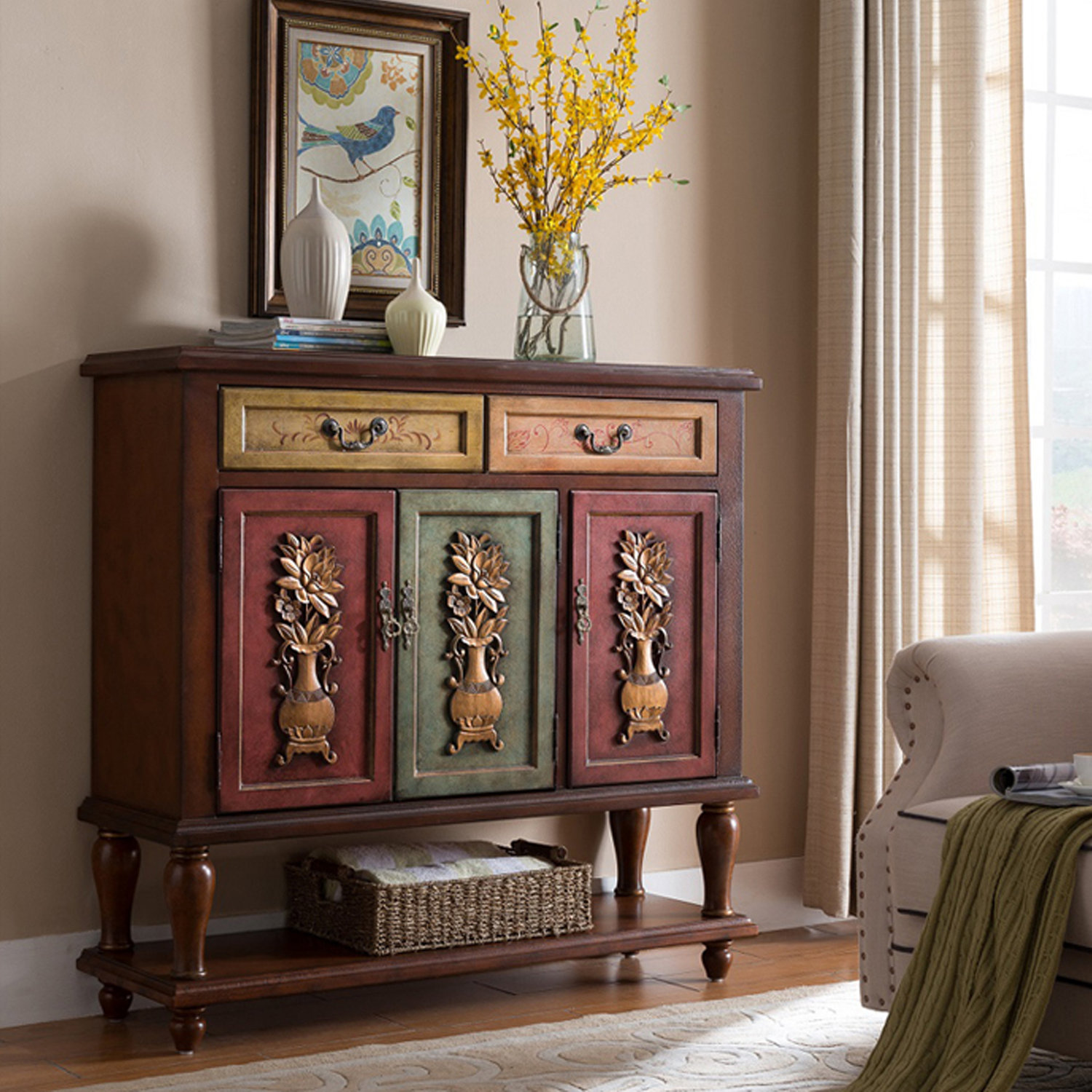 Vivid Space Creation Retro Entryway Storage Cabinet Accent Cabinet ...