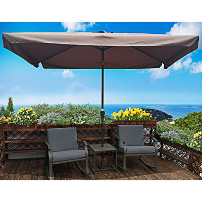Outdoor Market Umbrellas With Crank And Push Button Tilt