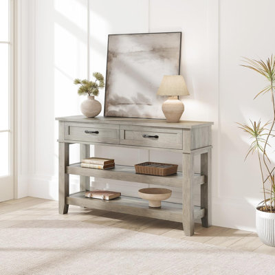 47.2" Entryway Table, Console Table with 2 Storage Drawers, 3 Tier Industrial Metal Sofa Table, Hallway Table for Entry, Living Room
