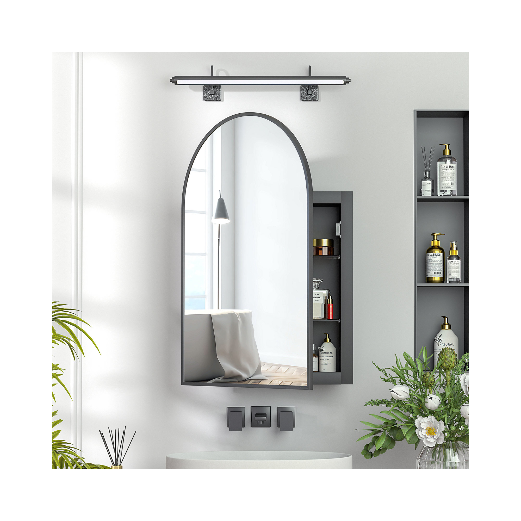 Poulton Medicine Cabinet, Matte Black, 30" H x 20" W x 4.5" D