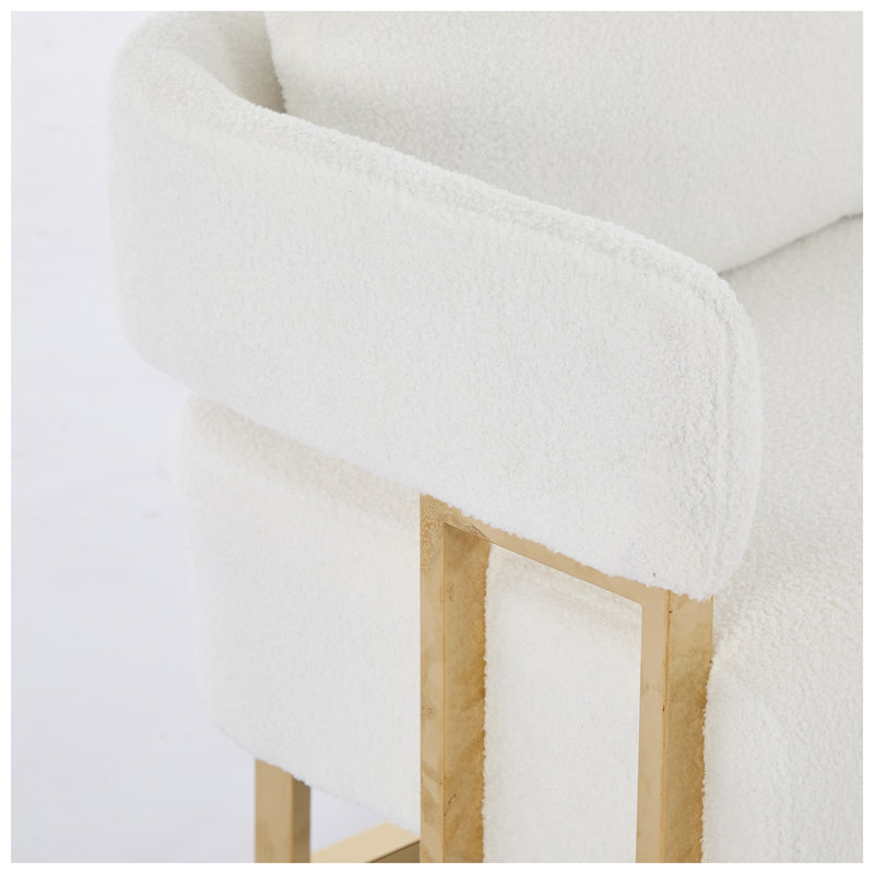 Canapé rembourré en tissu polaire TS 51,18 po x P 25,2 po x H 27,17 po TS, White Boucle