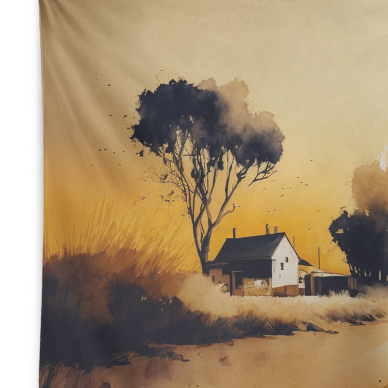 Countryroad During Golden Hour II Polyester Tapestry, 32" H x 39" W
