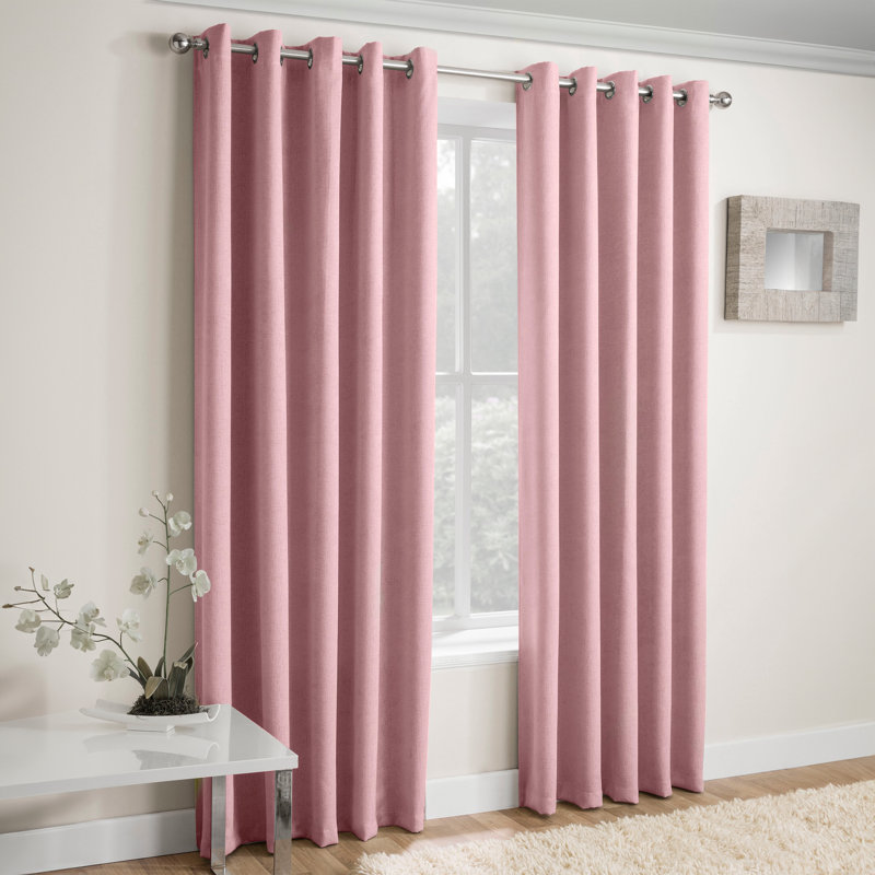 Biller Eyelet Thermal Light Reducing Curtain, Pink, 168cm Width x 137cm Drop
