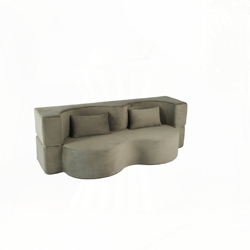 Canapé-lit pliant sans dossier de 75 pouces convertible en mousse à mémoire de forme, Vert