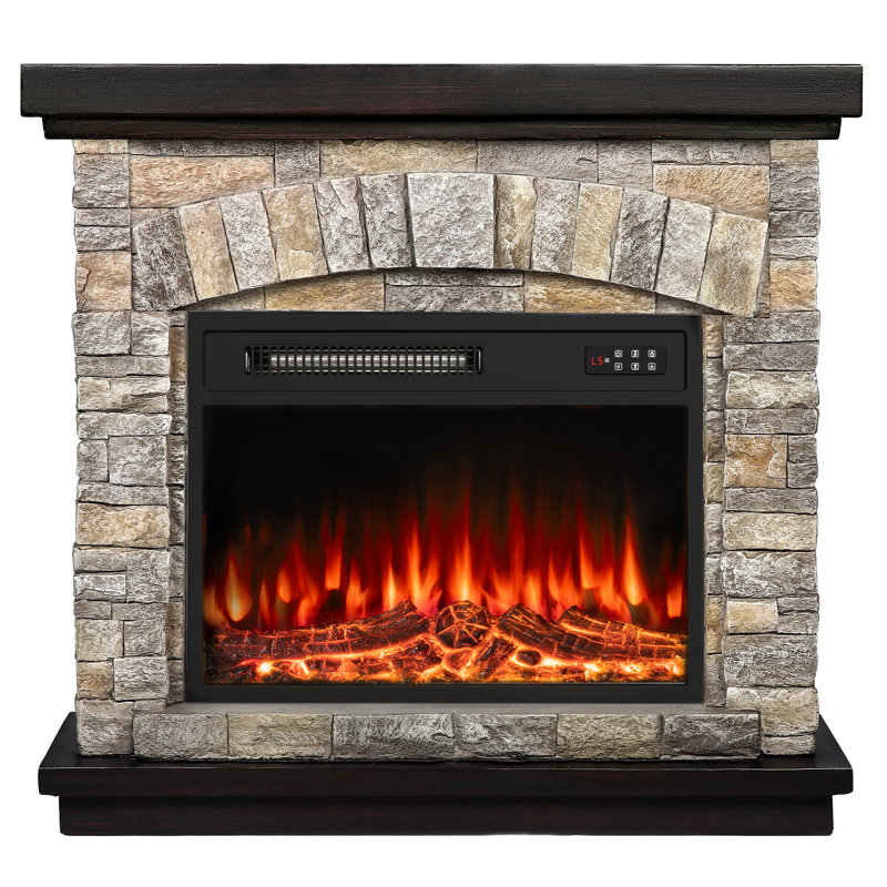 Chaitra 36.2'' W Electric Fireplace & Mantel Package, 34.3" x 36.2" W x 11.6" D