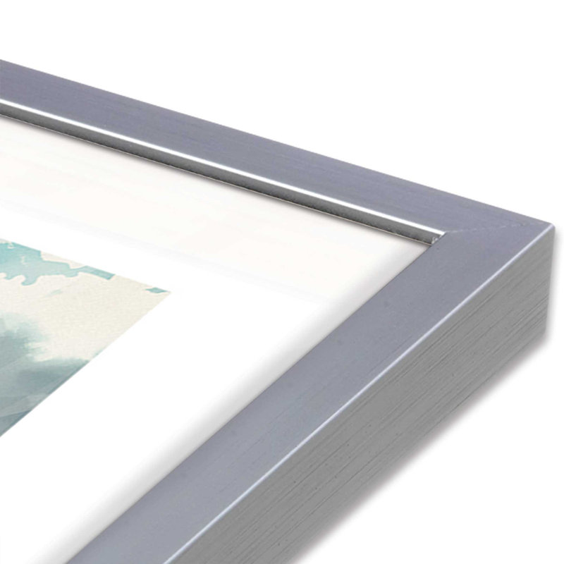 Surfers in Sky Reflection Framed Print, 12.25" H x 15.25" W, Polished Chrome