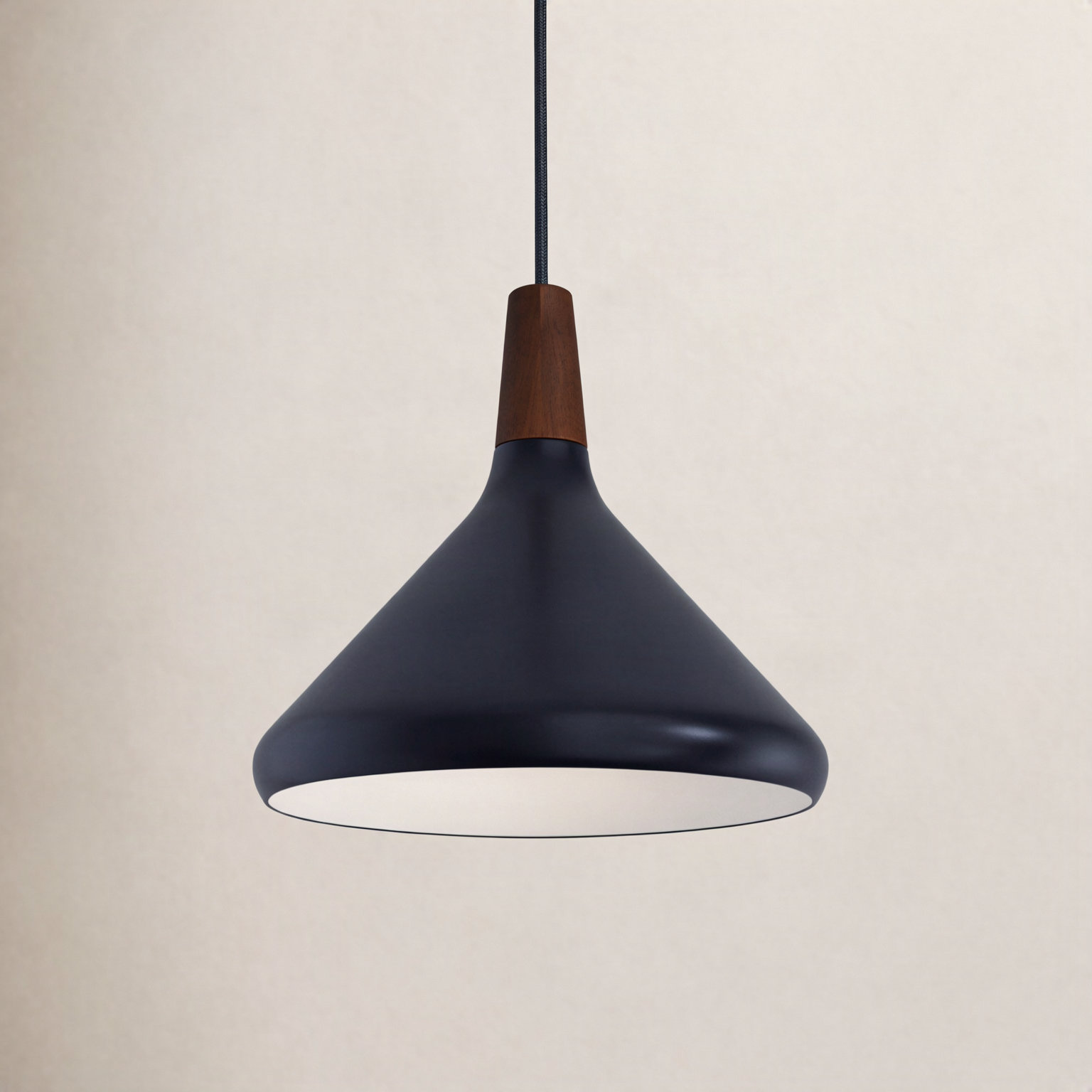 Drew Dimmable Cone Single Light Pendant, 10.5" H x 7" W x 7" D, Walnut/Black