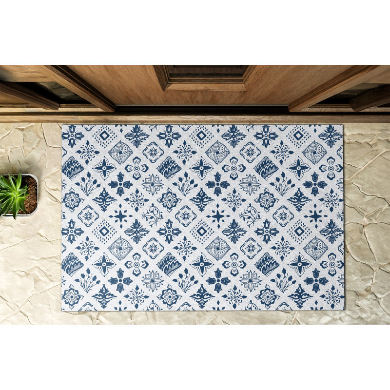Non-Slip Floral Outdoor Doormat