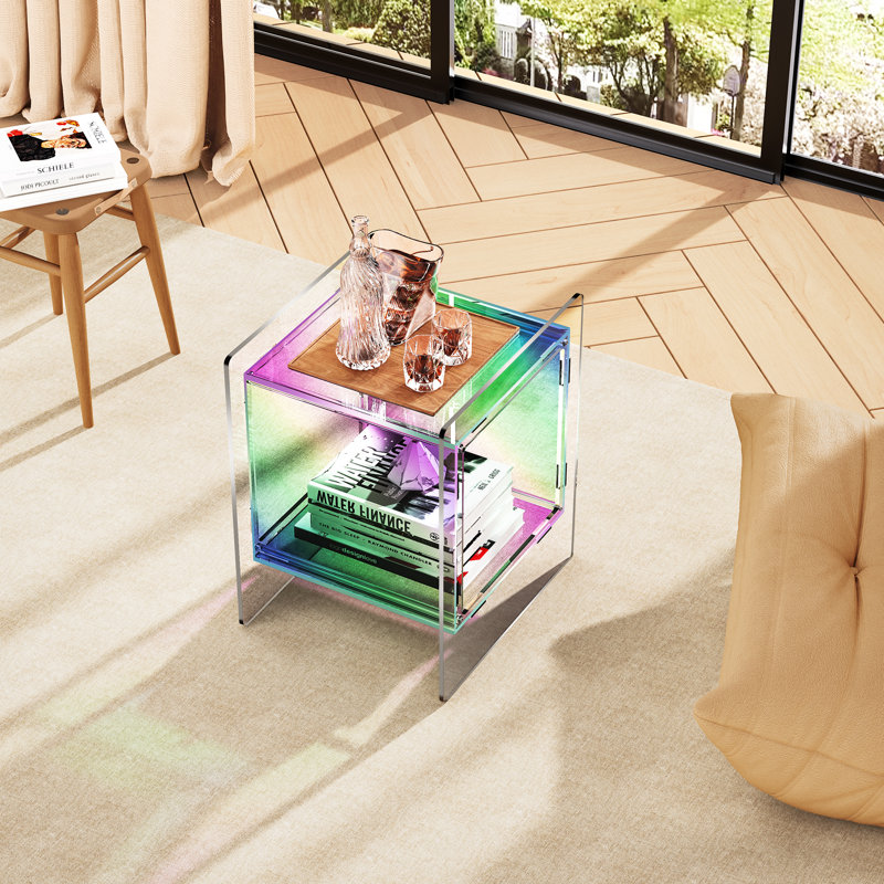 Samuelsson Acrylic Side Table, Nightstand Bedside Table, Iridescent