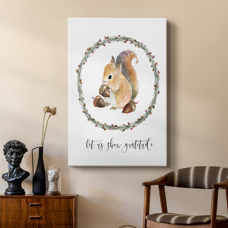 Harvest Home Squirrel -Custom Wrapped Gallery Cavas, 18" H x 12" W