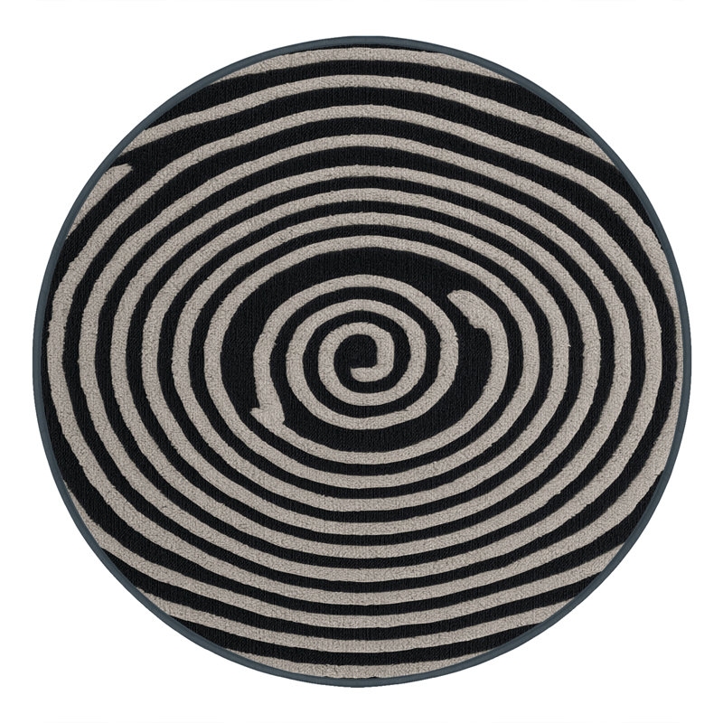 Tapis noir lavable à la machine, Rond 3 pi