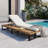 Outdoor Chaise Lounge Chair with 5-Position Adjustable Backrest, Reclining with Cushion, Patio Lounger with Wood Side Table, Sturdy Frame for Poolside, Garden, and Backyard-2121523080