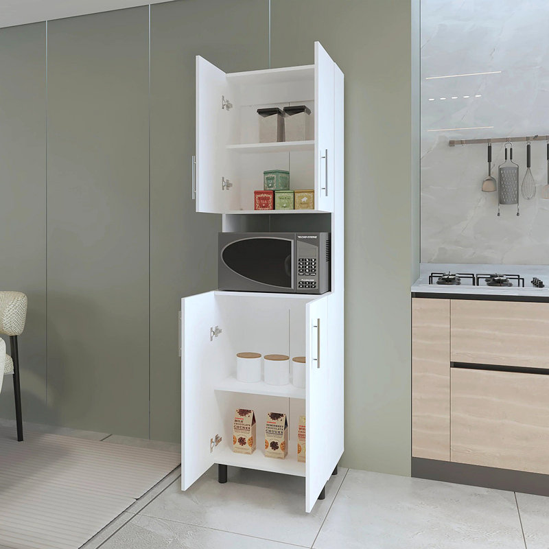 Garde-manger double blanc avec rangement ouvert