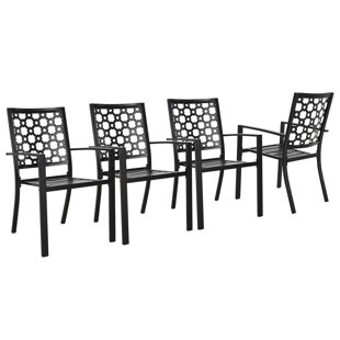 Premium All-Weather Wicker Outdoor Stacking Dining Armchair (Set of 4)