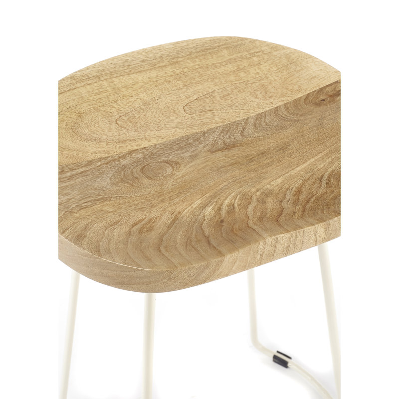 Atalaya Mango Solid Wood Bar Stool, 21.7" H x 17.3" W x 14.6" D, Black