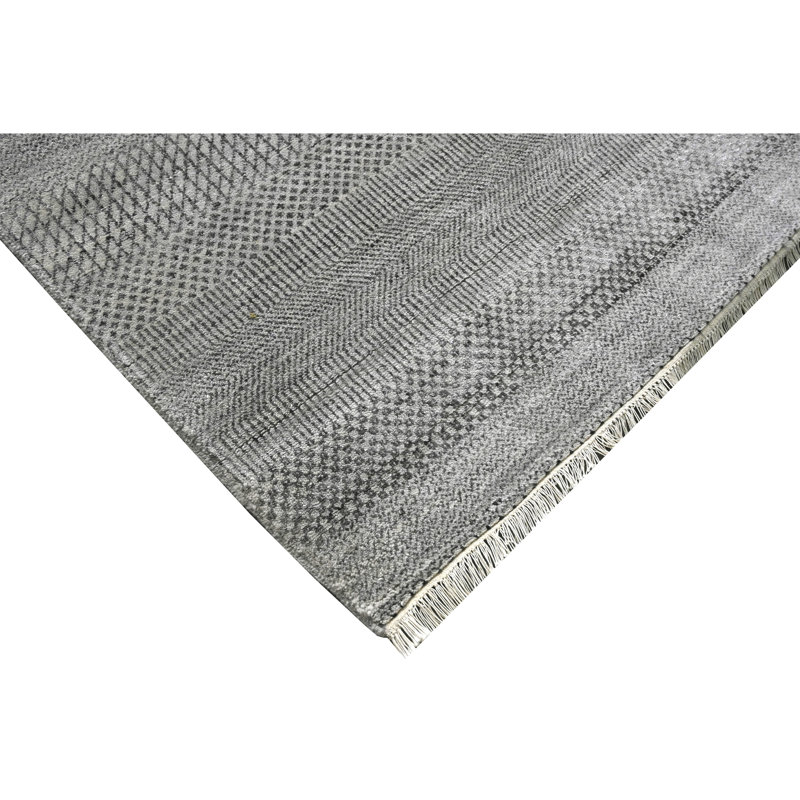 High-Quality Hand-Knotted Silver And Black Area Rug