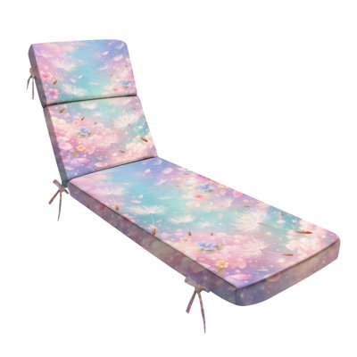  Outdoor Indoor 3'' Lounge Patio Cushion Whimsical Dandelion Floral Fantasy Pastel Colors Water-Resistant Chaise Lounge Cushion for Chair Patio Furniture Seat Cushion