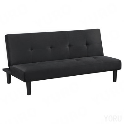 Black Tufted Convertible Sofa Bed
