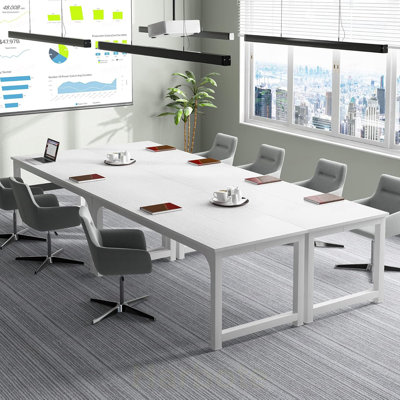 Bureau de direction 70,8 po, grand poste de travail moderne avec structure en métal épais, mobilier de bureau blanc pour le bureau personnel