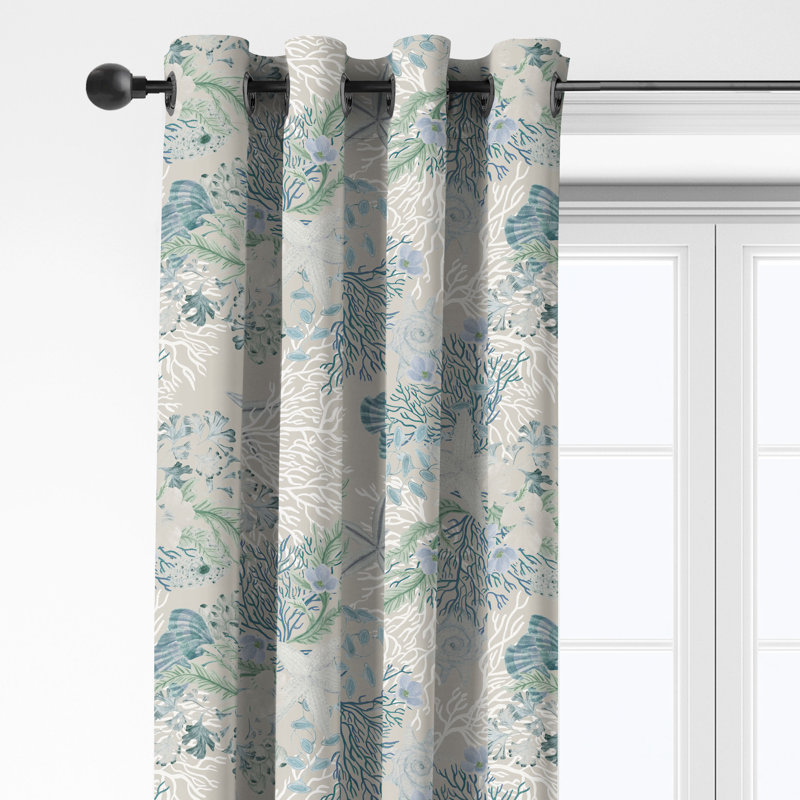 Ensemble de 2 rideaux en coton avec œillets Under The Sea, L 50 po x L 132 po