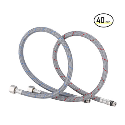 Tuyau de robinet de cuisine pour salle de bain Arcora, conduites d'alimentation en nylon tressé à filetage de compression 3/8 po x connecteur mâle M10 (1 paire)