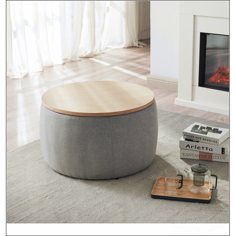 Round Ottoman Comfortable choice, multiple functions, classic design, and cozy corners Set with Storage, 2 in 1 combination, Round Coffee Table