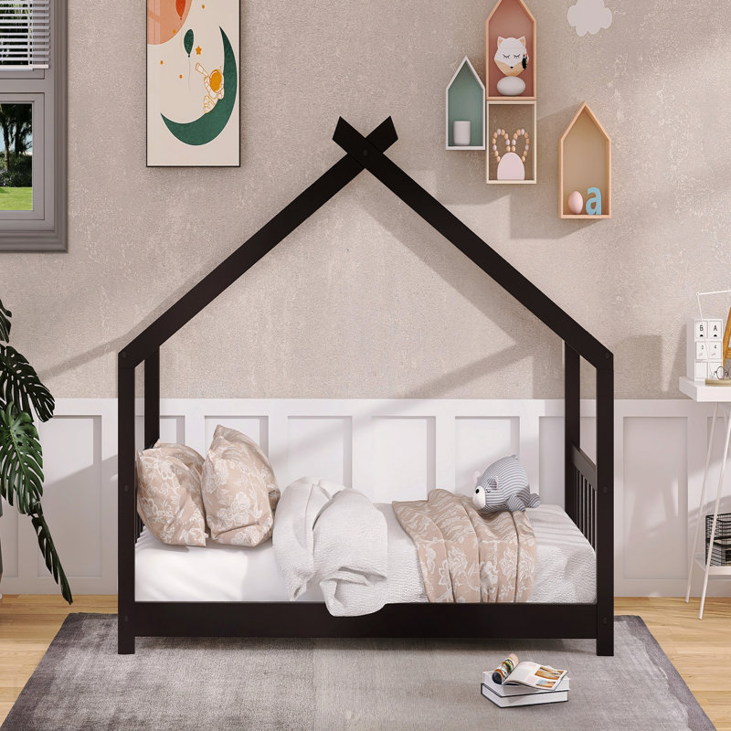 Lit simple en bois, espresso, Twin, Espresso