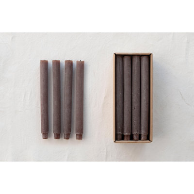 Caridad Pleated Taper Candles Unscented in Box, Set of 12
