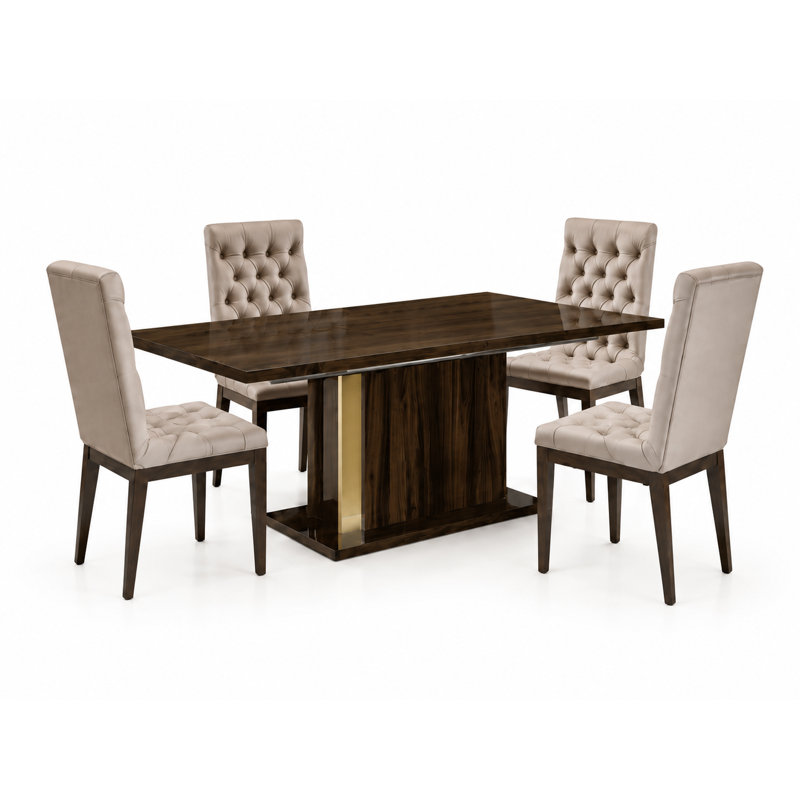 Montevino 5-Piece Extendable Dining Set with 4 Quilted Upholstered Chairs