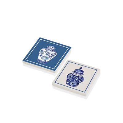 Marble Square 2 Piece Coaster Set