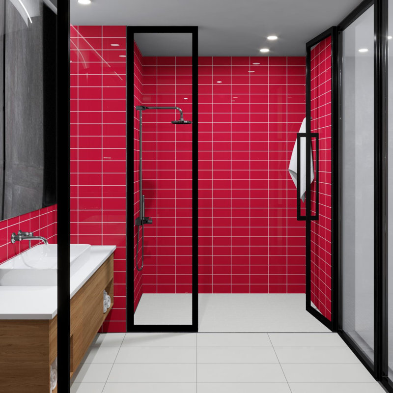 Color Beat Gloss 4" x 8" Ceramic Subway Tile, Cherry