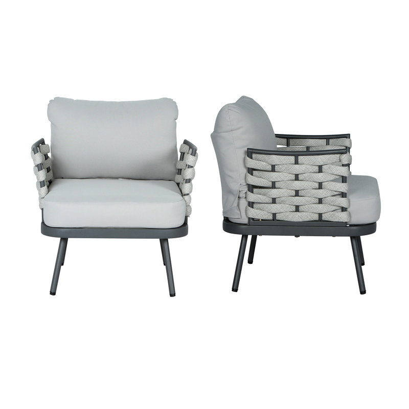Club Chair Set of 2, Durable and Comfortable for Outdoor Relaxation, Gray, Gray