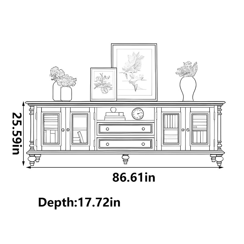 Meuble télé de style américain, 86.61"