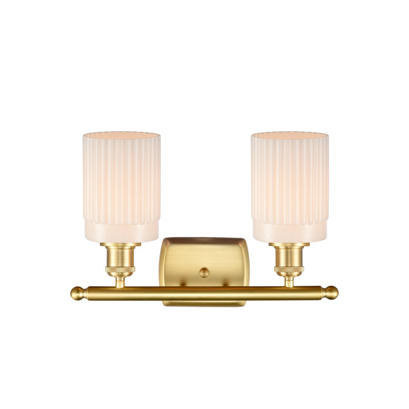 Éclairage pour meuble-lavabo à intensité variable 2 lumières Kamena, Ampoule DEL 6 watts rétro, Blanc mat, Or satiné