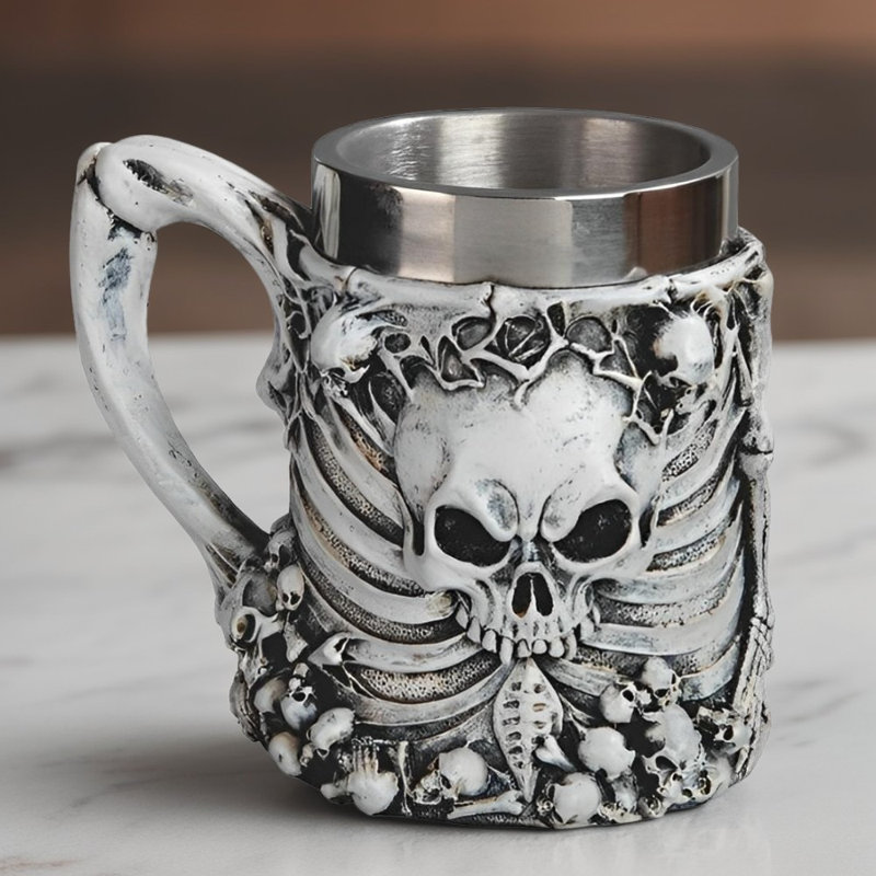 7.25"W Skull Mug