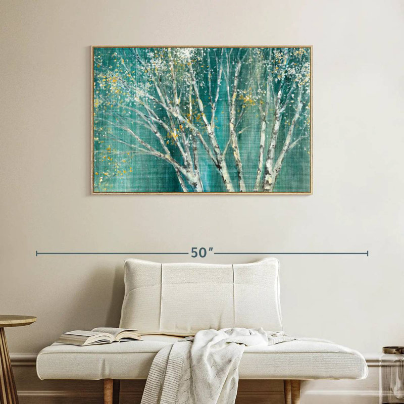 Bouleau bleu I, Cadre flottant en bois naturel, 40 po x 27 po