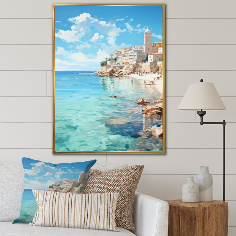 French Seaside At Antibes III - Nautique et plage, reproduction d'art sur toile, H 32 po x l 16 po x P 1 po