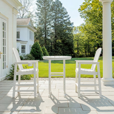 3-Piece Bar Set For Indoor, Outdoor, Round Bar Table With 2 Bar Stools, All-Weather Patio Set For Deck, Balcony, Poolside