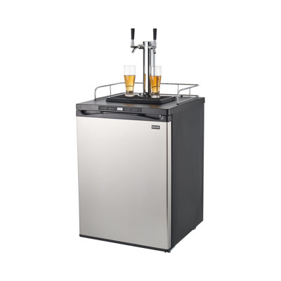 Bière Kegerator, distributeur de bière pression à double robinet pour verrou à boule, réfrigérateur pleine grandeur avec réservoir de 5 lb de CO2, capacité de 2 barils de verrouillage à 6 boules minces / 3, 162 L