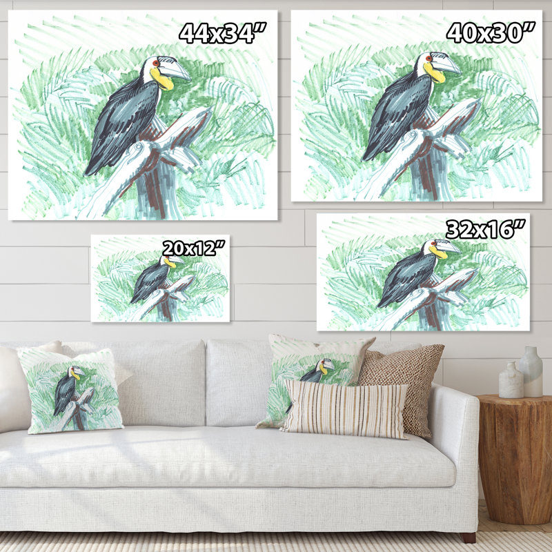 Calao guirlande Rhyticeros Undulatus - reproduction sur toile, Toile tendue, H 24 po x l 32 po