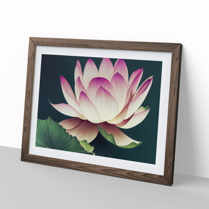 Cute Lotus Flower - Framed Print, 34cm H x 46cm W x 2cm D, Walnut