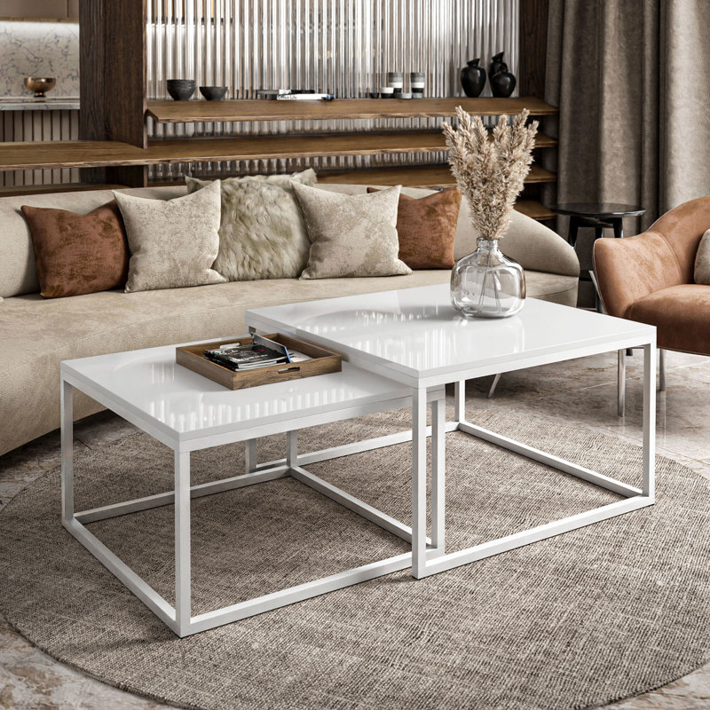 Arianit Frame Coffee Table, White, High-gloss white