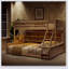 Lit superposé simple au-dessus de grand lit simple avec tablettes intégrées, lumières à changement de couleur et panneau perforé-973922134-973922129