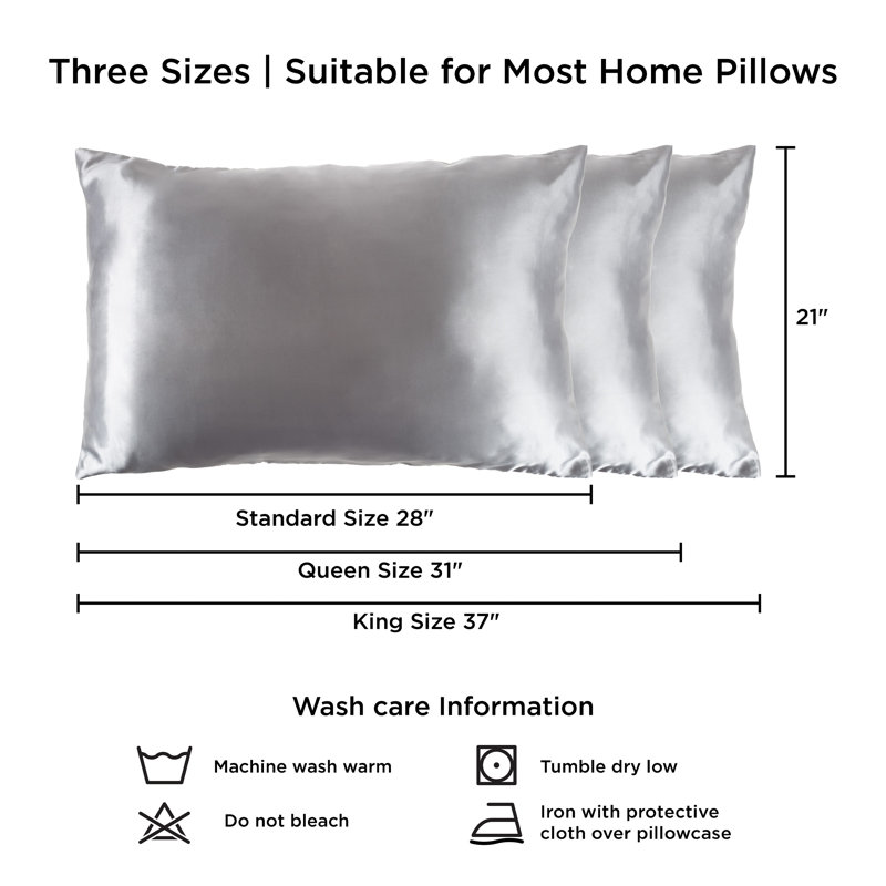  Ensemble de 2 taies d'oreiller en microfibre satinée pour les cheveux et la peau - Housses de coussin avec fermeture à glissière cachée