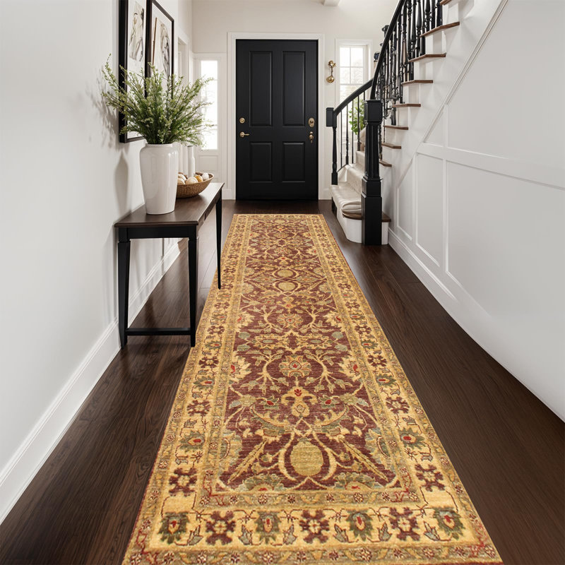 Ferehan Hand-Knotted Plum Wool Area Rug