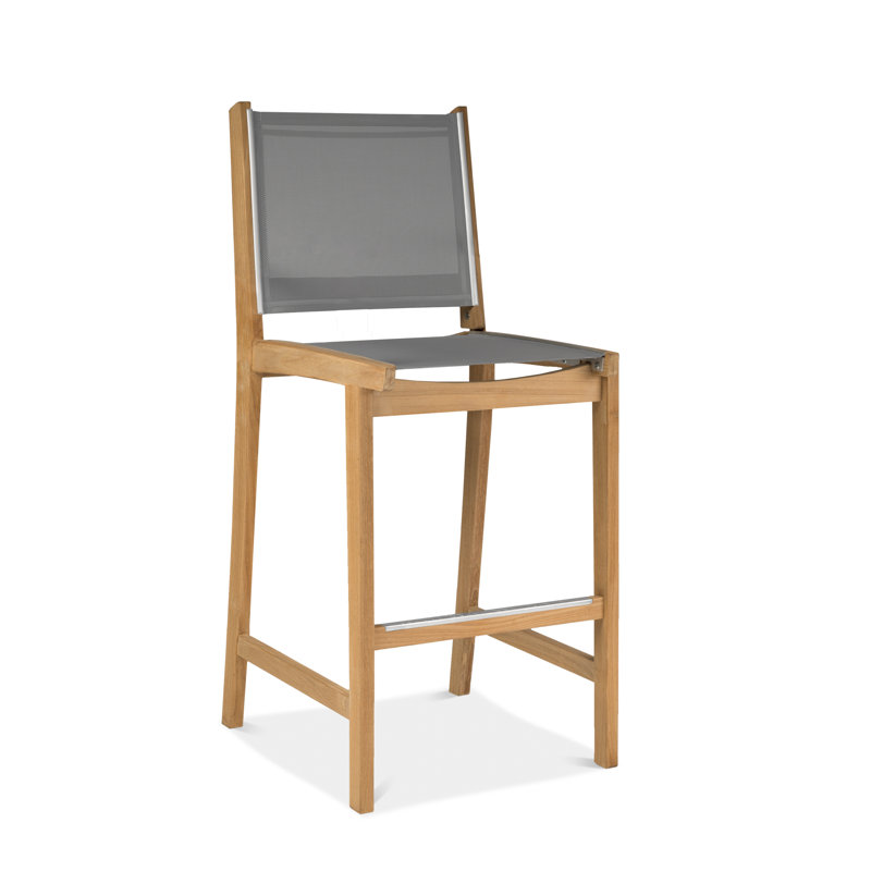 Bayhead Outdoor Teak Bar Stool, Gray