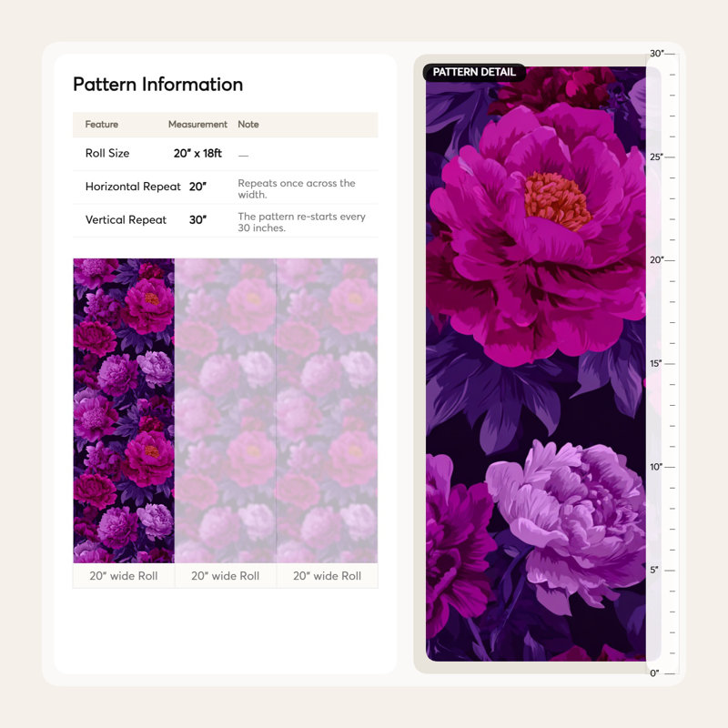 Papier peint floral mauve moderne